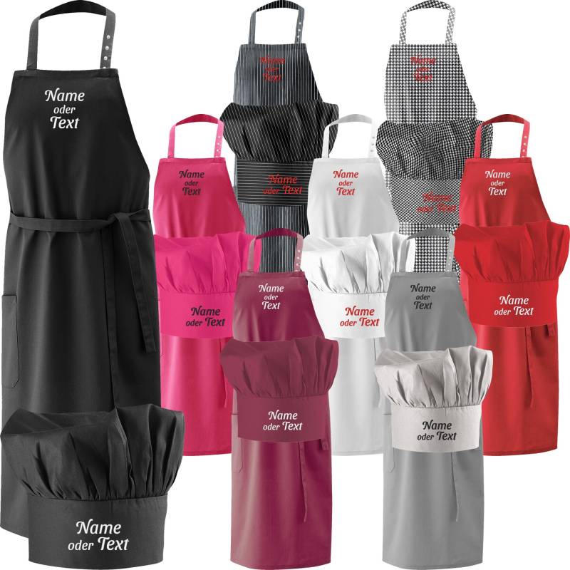 Set Grillschürze + Kochmütze Bestickt Mit Wunschtext/Namen Latzschürze Kochhut von Nashvilleprint