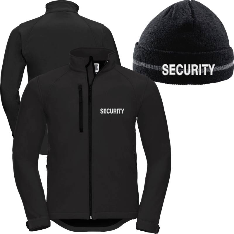 Set Softshelljacke + Reflex-Beanie Strickmütze Bestickt Mit Security von Nashvilleprint
