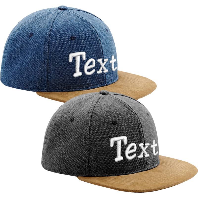 Suede Peak Snapback Cap Bestickt Mit Wunschtext/Name Mütze Basecap Canvas Cappy von Nashvilleprint