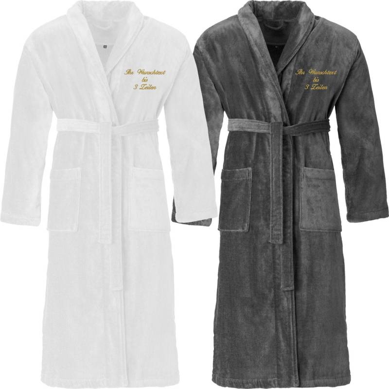 Vossen Hochwertiger Luxus Feeling Bademantel Bestickt Mit Namen Oder Text Velours Schalkragen von Nashvilleprint