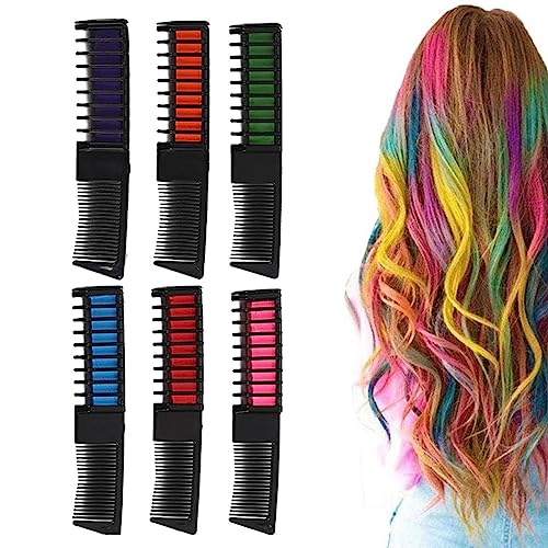 Haarkreide für Mädchen - Waschbarer neuer Haarkreidekamm, temporäre Haarfarbe, Farbstoff,6-teiliges professionelles Haarkreide-Set für Kindertag, Heimwerken, Halloween, Geburtstagsgeschenke Nasoalne von Nasoalne