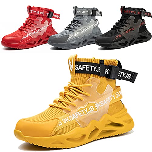 Nasogetch Arbeitsschuhe Herren Damen Sicherheitsschuhe Leicht Atmungsaktiv rutschfest Sportlich Stahlkappenschuhe Gelb EU 43 Nasogetch Arbeitsschuhe Herren Damen Sicherheitsschuhe Leicht Atmungsaktiv rutschfest Sportlich Stahlkappenschuhe Gelb EU 43 von Nasogetch