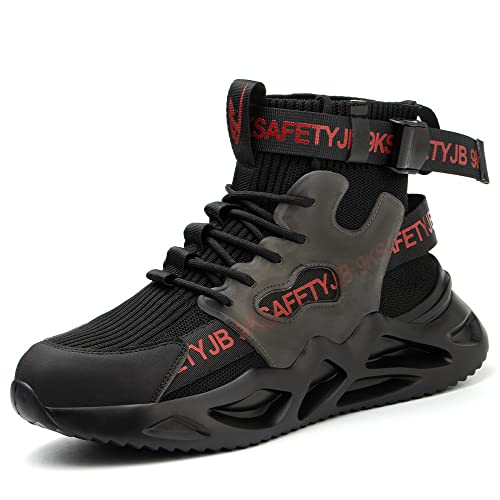 Nasogetch Arbeitsschuhe Herren Damen Sicherheitsschuhe Leicht Atmungsaktiv rutschfest Sportlich Stahlkappenschuhe Schwarz EU 36 von Nasogetch
