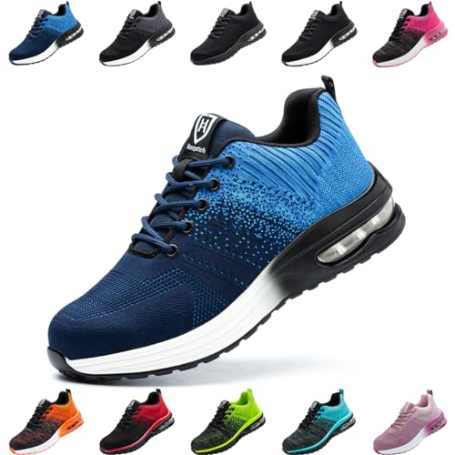 Nasogetch Sicherheitsschuhe Damen Herren Stahlkappenschuhe Arbeitsschuhe Sportlich Atmungsaktiv Blau EU 37 von Nasogetch