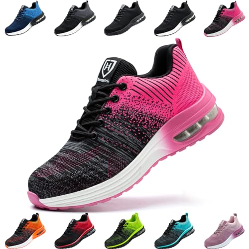 Nasogetch Sicherheitsschuhe Damen Herren Stahlkappenschuhe Arbeitsschuhe Sportlich Atmungsaktiv Rosa EU 37 von Nasogetch