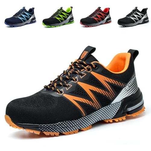Nasogetch Arbeitsschuhe Herren Damen Sicherheitsschuhe Leicht Stahlkappenschuhe Sportlich rutschfest Atmungsaktiv Orange 38 EU Nasogetch Arbeitsschuhe Herren Damen Sicherheitsschuhe Leicht Stahlkappenschuhe Sportlich rutschfest Atmungsaktiv Orange 38 EU von Nasogetch