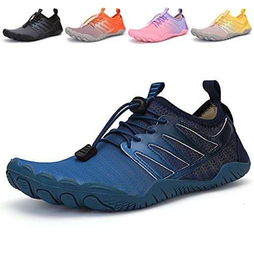 Nasogetch Barfußschuhe Wasserschuhe Damen Herren Aquaschuhe Schnelltrocknend Schwimmschuhe Strandschuhe rutschfest Atmungsaktiv Blau 39 von Nasogetch