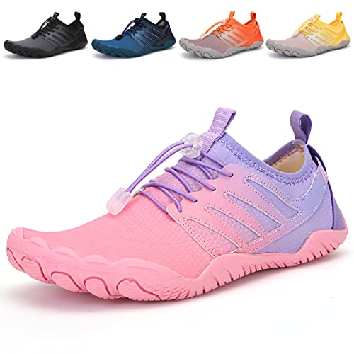 Nasogetch Barfußschuhe Wasserschuhe Damen Herren Aquaschuhe Schnelltrocknend Schwimmschuhe Strandschuhe rutschfest Atmungsaktiv Lila 37 von Nasogetch