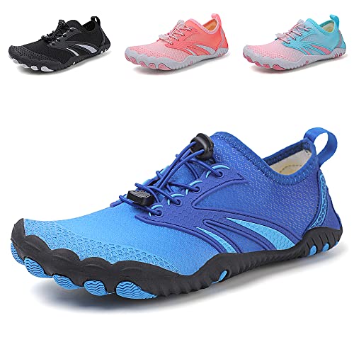 Nasogetch Barfußschuhe Herren Damen Wasserschuhe Schnelltrocknend Schwimmschuhe Strandschuhe rutschfest Atmungsaktiv für Wassersport A558 Blau 38 EU von Nasogetch