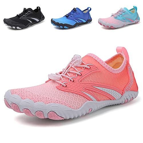 Nasogetch Barfußschuhe Herren Damen Wasserschuhe Schnelltrocknend Schwimmschuhe Strandschuhe rutschfest Atmungsaktiv für Wassersport A558 Rosa 38 EU von Nasogetch