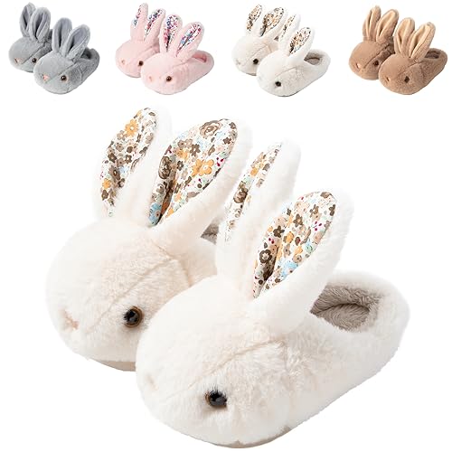 Nasogetch Kinder Hausschuhe für Mädchen & Jungen, Winter Plüsch Pantoffeln Warm und Kuschelig mit Süßen Tiermotiven Häschen 1678 Beige 32 210mm 30/31EU von Nasogetch