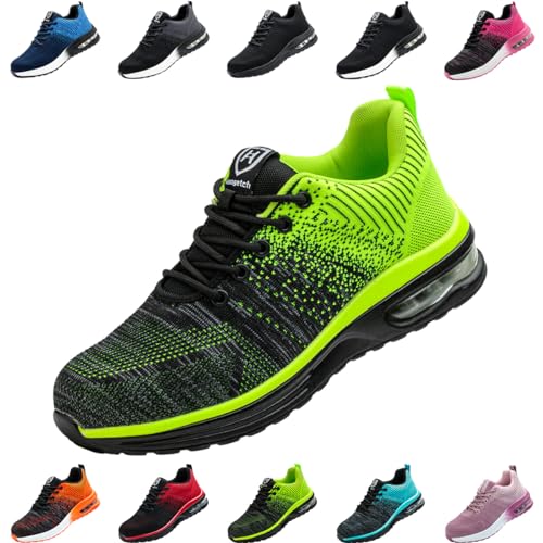 Nasogetch Sicherheitsschuhe Damen Herren Stahlkappenschuhe Arbeitsschuhe Sportlich Atmungsaktiv Grün EU 41 von Nasogetch
