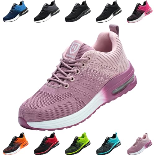 Nasogetch Sicherheitsschuhe Damen Herren Stahlkappenschuhe Arbeitsschuhe Sportlich Atmungsaktiv Lila EU 41 von Nasogetch