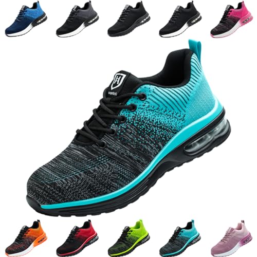 Nasogetch Sicherheitsschuhe Damen Herren Stahlkappenschuhe Arbeitsschuhe Sportlich Atmungsaktiv Türkis EU 40 von Nasogetch