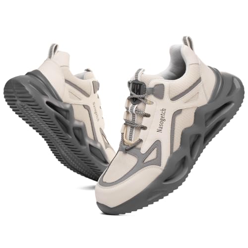 Nasogetch Sicherheitsschuhe Herren Damen Arbeitsschuhe Leicht Sportlich Stahlkappenschuhe Atmungsaktiv Schutzschuhe 770 Beige 36 EU von Nasogetch