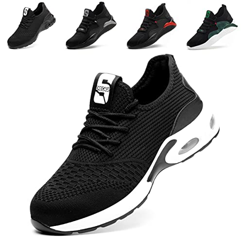 Nasogetch Sicherheitsschuhe Herren Leicht Arbeitsschuhe Damen Sportlich Stahlkappenschuhe rutschfest Atmungsaktiv 708 Schwarz EU37 235 von Nasogetch