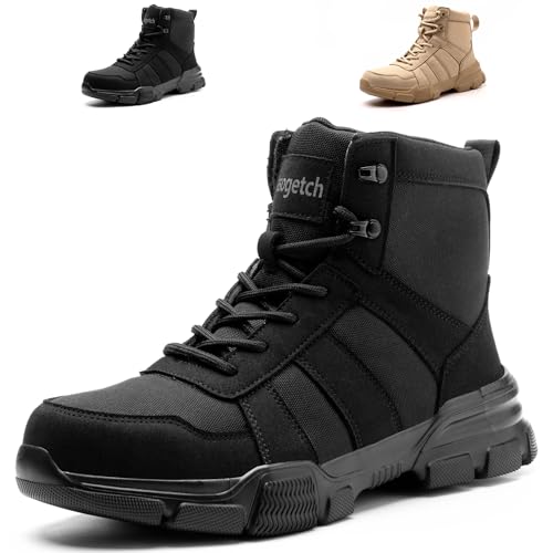 Nasogetch Sicherheitsstiefel Herren Damen Sicherheitsschuhe Arbeitsstiefel Leicht Atmungsaktiv Arbeitsschuhe mit Stahlkappen Schwarz 40 EU 250 von Nasogetch