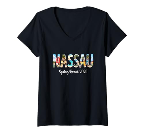 Damen Nassau Bahamas Spring Break 2026 Urlaubsreisen T-Shirt mit V-Ausschnitt Damen Nassau Bahamas Spring Break 2026 Urlaubsreisen T-Shirt mit V-Ausschnitt von Nassau Bahamas Travel SB SPRING BREAK 2026