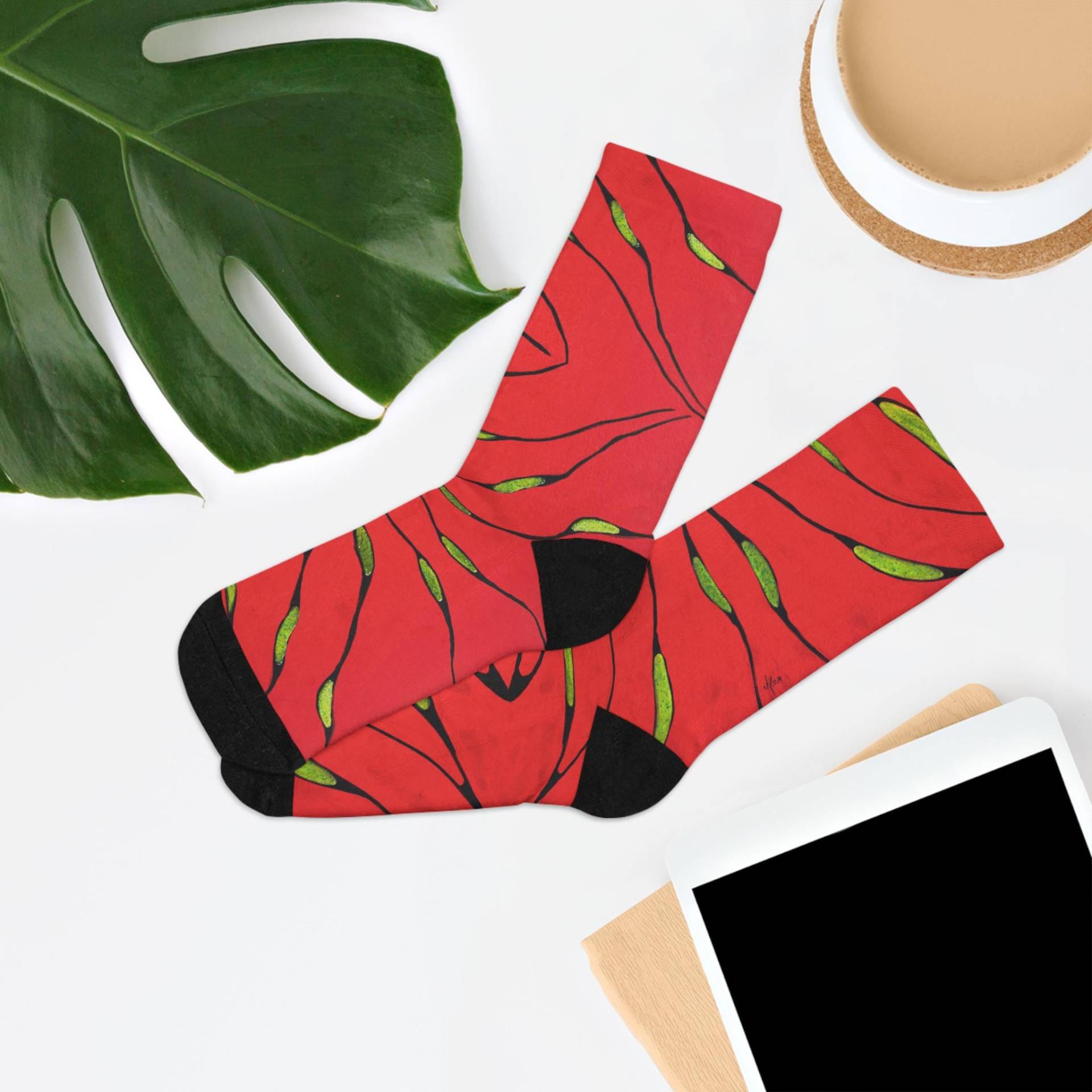 Luxury Red Eco-Friendly Socks, Recycled Poly Sustainable Fashion, Gift For Him/Her, Everyday Wear, Reproduction Acrylic Handmade Art Luxury Red Eco-Friendly Socks, Recycled Poly Sustainable Fashion, Gift For Him/Her, Everyday Wear, Reproduction Acrylic Handmade Art von NastasiaKunst