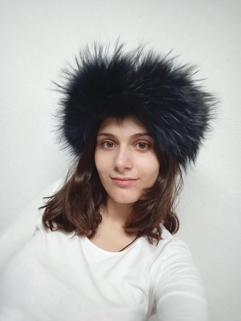 Blau Schwarzes Echtes Waschbär Stirnband Blau Schwarzes Echtes Waschbär Stirnband von NastaziafurdesignsGR