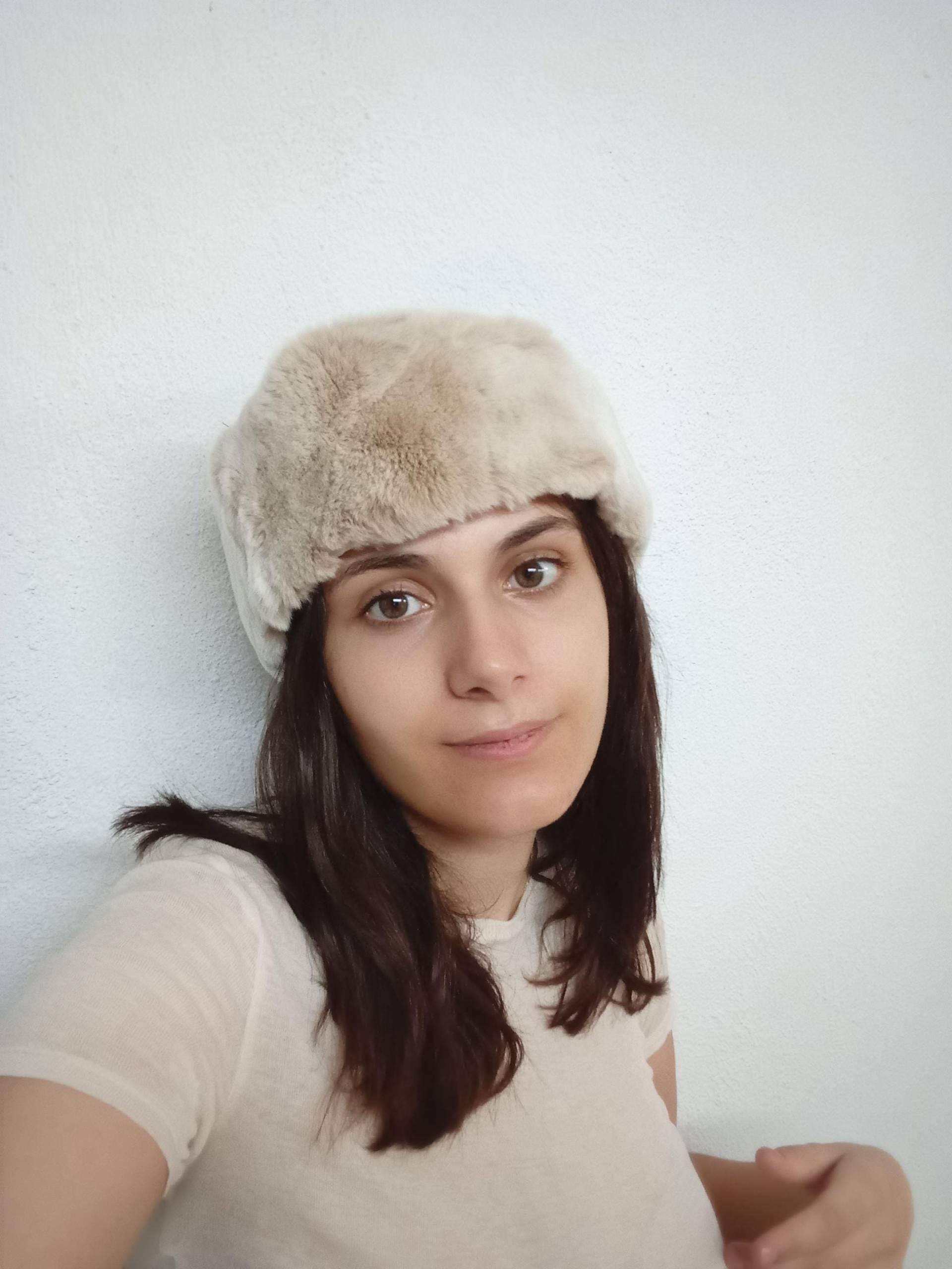 Creme Beige Soft Rex Kaninchen Fell Stirnband/Fell Halswärmer von NastaziafurdesignsGR