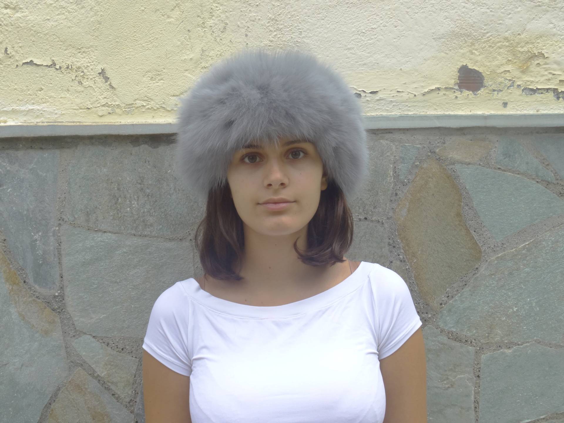 Grau Blaue Farbe Echtpelz Stirnband/Fell Halswärmer von NastaziafurdesignsGR