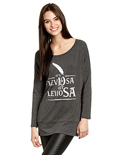 Harry Potter Leviosa Damen Langarmshirt dunkelgrau meliert, Größe:L von Nastrovje Potsdam