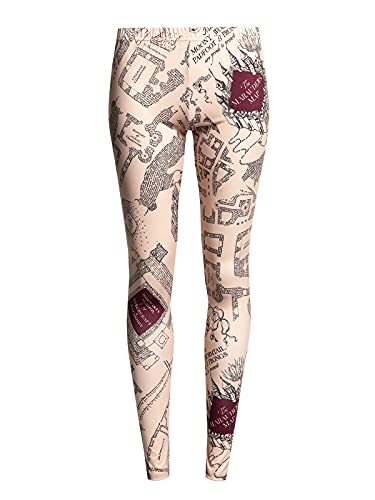 Harry Potter Marauders Map Damen Leggings beige/Allover, Größe:XL von Nastrovje Potsdam
