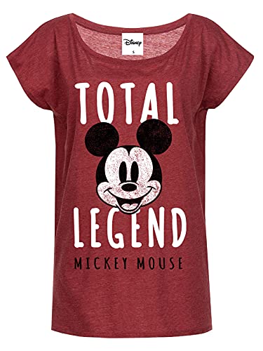 Mickey & Minnie Mouse Mickey Mouse Total Legend Damen Loose-Shirt rot meliert, Größe:S von Nastrovje Potsdam