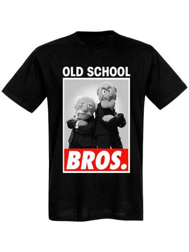 The Muppets Old School Bros. Herren T-Shirt schwarz, Rundhals, Motiv einseitig, ohne Kragen, gerade, Kurzarm, Größe:M von Nastrovje Potsdam