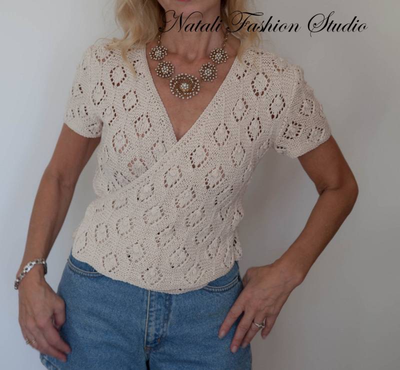 Gestrickte Top Kurzarm von NataliFashionStudio