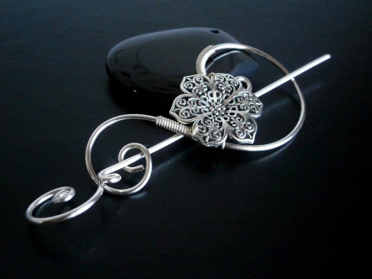 Blumen-Brosche, Schal, Schal Pin, Pullover Brosche, Das Stricken Zubehör, Silberdraht Stift von NataliStudio