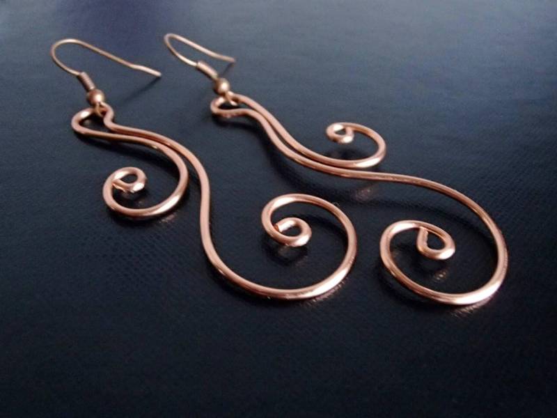 Kupfer Ohrringe Oder Gold Ohrringe, Draht Gewickelt Schmuck, Handgemachter Schmuck von NataliStudio
