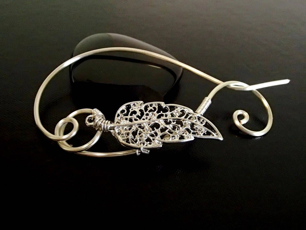 Schal-Pin, Pin Schal, Draht Gewickelt Schmuck, Für Strickerinnen, Wirework Blatt von NataliStudio