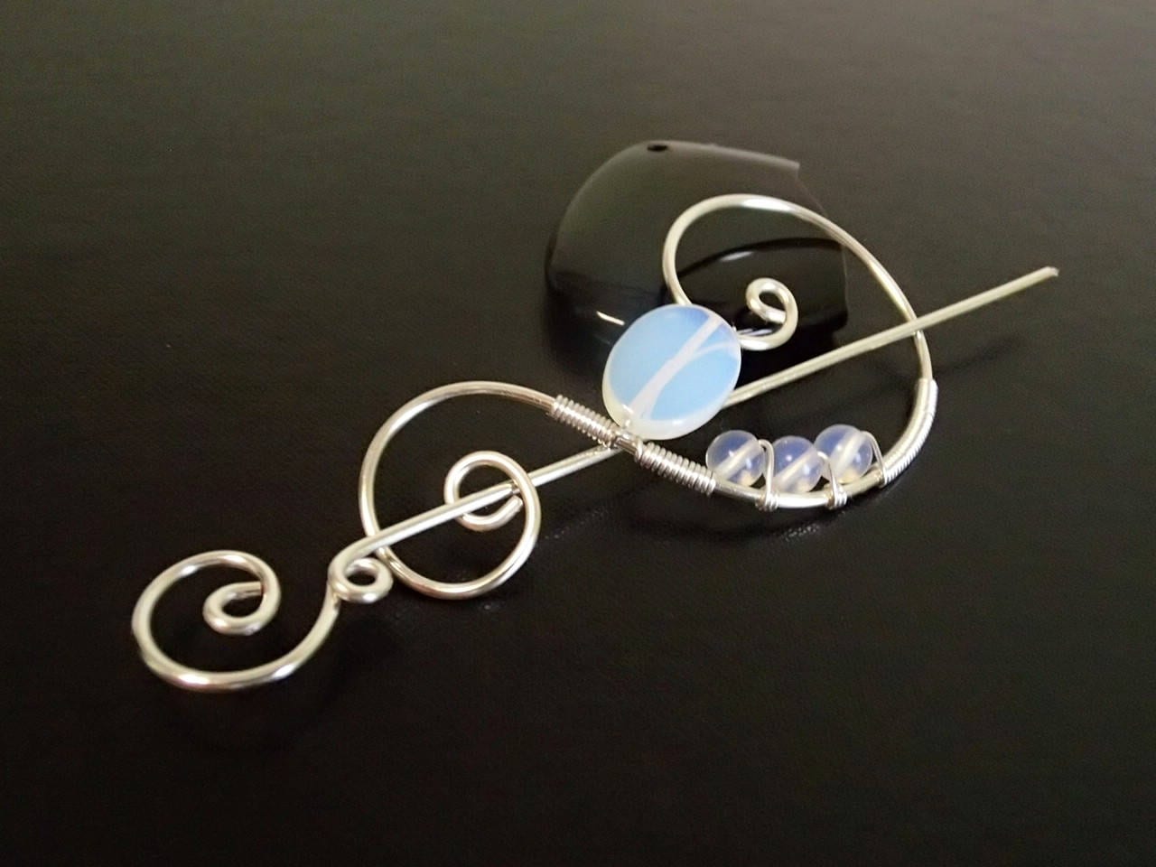 Silberne Drahtnadel, Opalit Brosche Pin, Schal Fibel, Pullover Brosche, Strickzubehör von NataliStudio