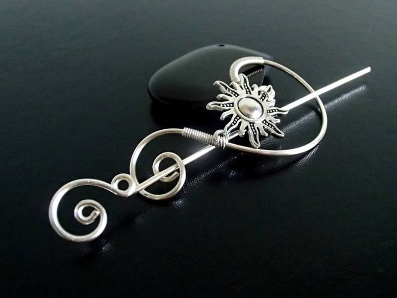 Sonnennadel, Schal Pin, Pullover Brosche, Stricken Zubehör, Silber Draht Stift von NataliStudio