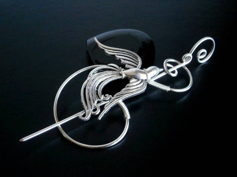 Versilberte Phoenix Brosche Schal & Schal-Accessoire von NataliStudio