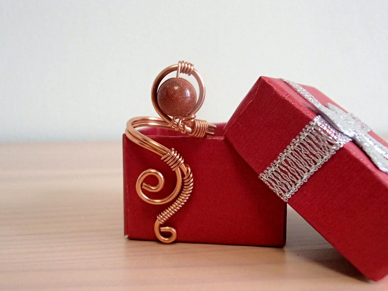 Verstellbarer Drahtring, Goldstein Ring, Kupfer Draht Gewickelt Schmuck, Handgemachter Schmuck von NataliStudio