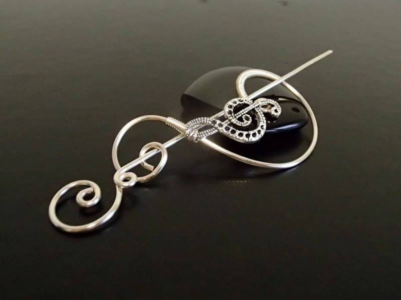 Violinschlüssel Pin, Schal, Schal Pullover Brosche, Musik Das Stricken Zubehör, Silberdraht Stift von NataliStudio