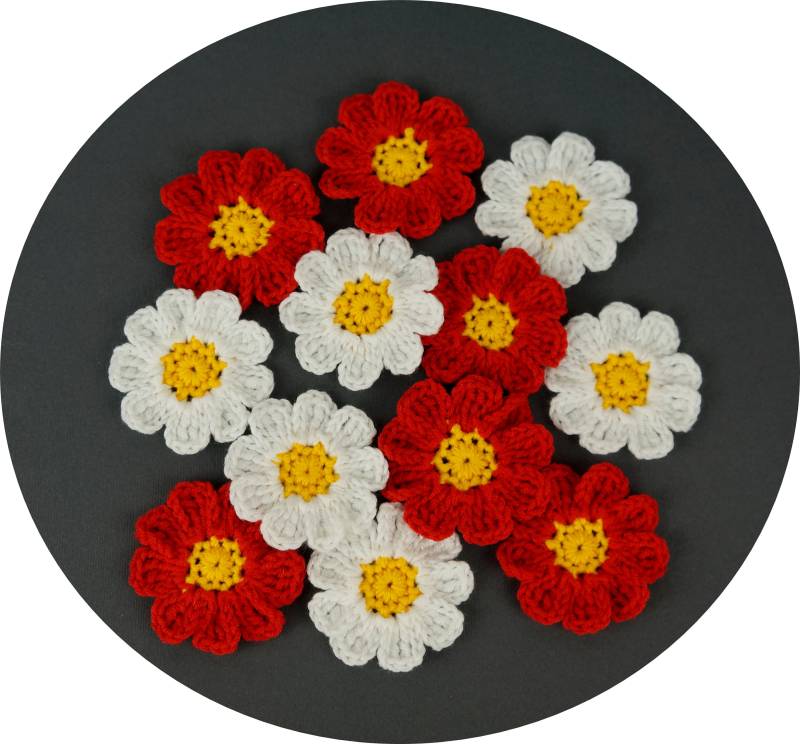 Crochet Daisy Blume Applikation - Set Von 6 Baumwolle Acryl Blumen Crochet Daisy Blume Applikation - Set Von 6 Baumwolle Acryl Blumen von NataliStudioUA