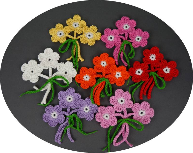 Gehäkelte Blumenstrauß Applikationen 100% Baumwolle Handwerk Blumen von NataliStudioUA