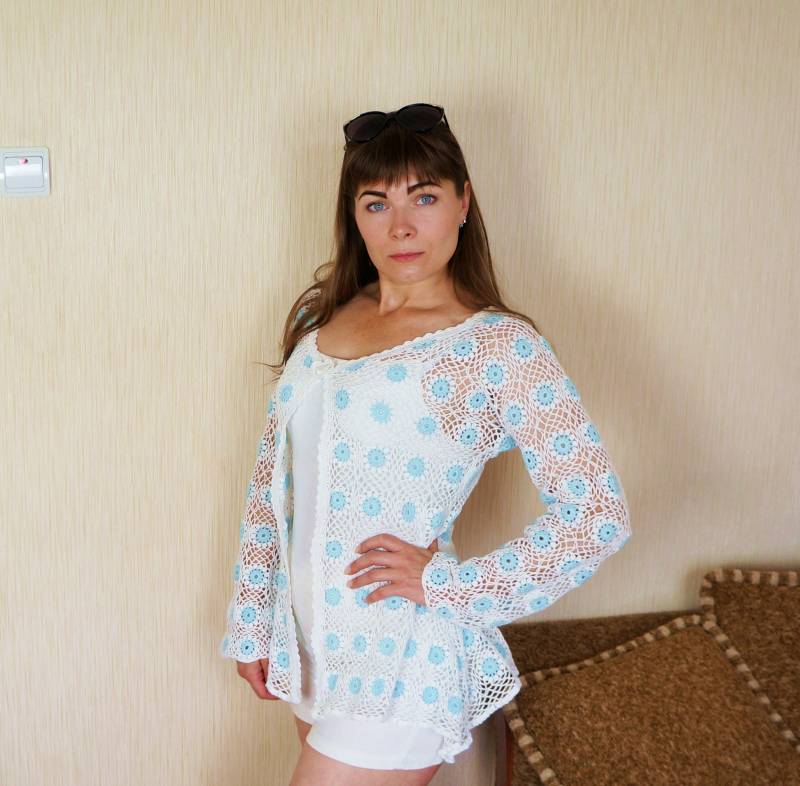 Vintage Häkelspitze Bluse 90Er Jahre Boho Baumwoll Jacke, Grösse M Vintage Häkelspitze Bluse 90Er Jahre Boho Baumwoll Jacke, Grösse M von NataliStudioUA