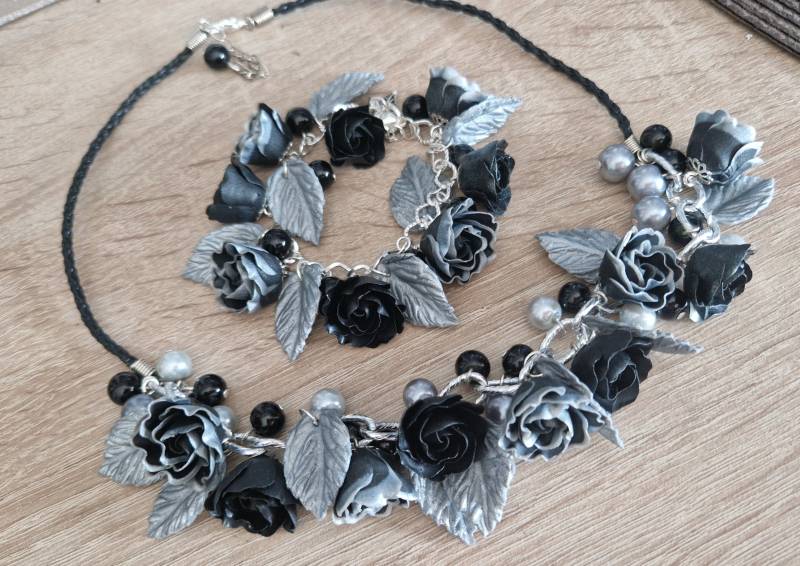 Blumen-Set Halskette Blumenschmuck Geschenk Für Sie Statement Buntes Armband Blumenarmband Geburtstag Weihnachtsgeschenk von NataliZimm