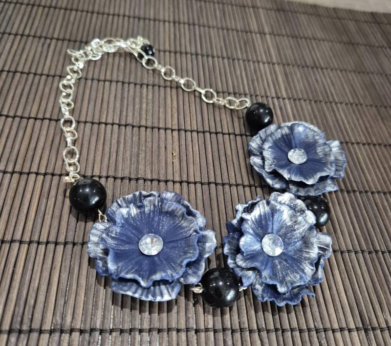 Halskette Aus Fimo Statement Blumen-Set Blumenschmuck Geschenk Für Sie Ostergeschenk Muttertag Geburtstag Weihnachtsgeschenk von NataliZimm