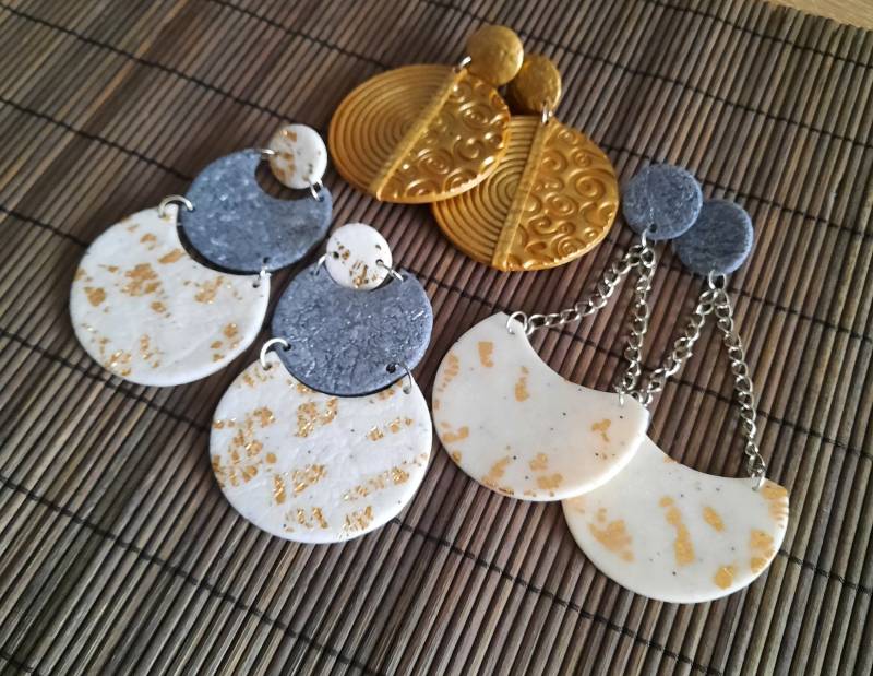 Handmade Statement-Ohrringe Aus Fimo Polymer Clay Ohrschmuck Geschenk Geometrisch Statementohrringe Boho Handgemacht Weihnachtsgeschenk von NataliZimm