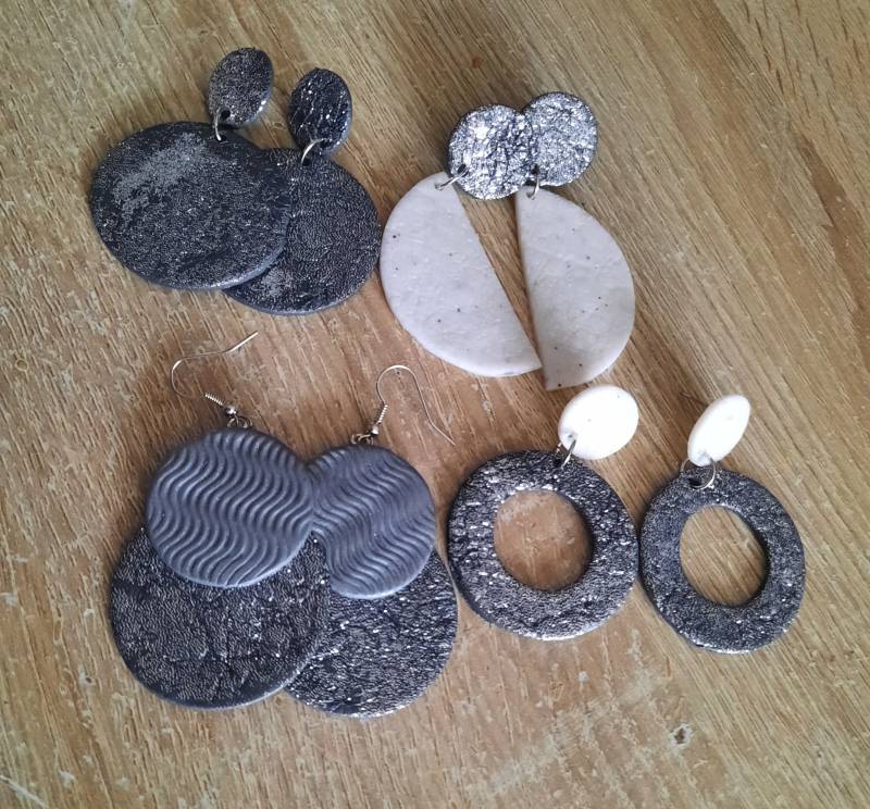 Handmade Statement-Ohrringe Aus Fimo Polymer Clay Ohrschmuck Ohrstecker Geschenk Geometrisch Boho Handgemacht Weihnachtsgeschenk von NataliZimm