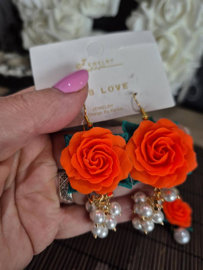 Ohrhänger Aus Fimo Ohrringe Mit Polymer Clay Rosen Floral Schmuck Muttertag Geburtstag Ostern Weihnachtgeschenk von NataliZimm