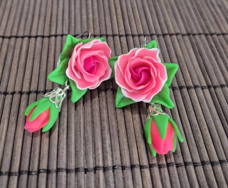 Ohrhänger Aus Fimo Ohrringe Mit Polymer Clay Rosen Floral Schmuck Muttertag Geburtstag Ostern Weihnachtsgeschenk von NataliZimm