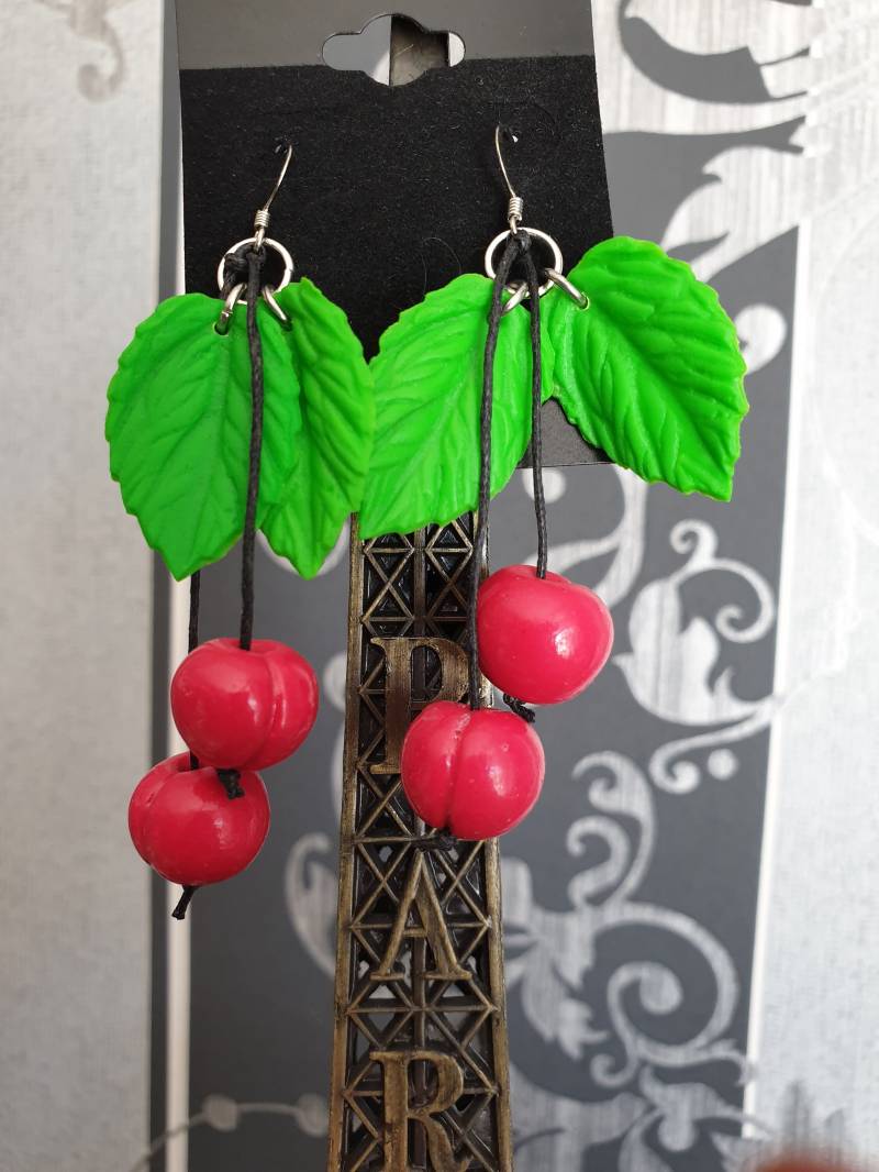 Süße Kirsche Ohrringe Ohrschmuck Ohrhänger Aus Fimo Mit Polymer Clay Geschenk Ostergeschenk Muttertag Geburtstag von NataliZimm