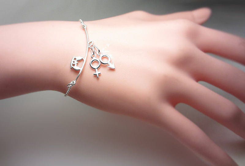 925 Sterling Silber Eule Auf Einem Ast Armband Venus Symbol Männlich Weiblich Zeichen Geschenk Für Sie von NataliaKh